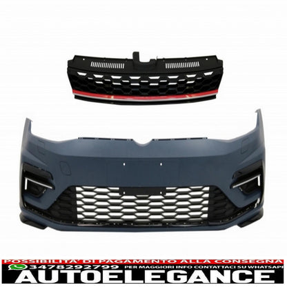 front bumper with center grille without badge suitable for vw golf 7.5 (2017-2020) r gti design