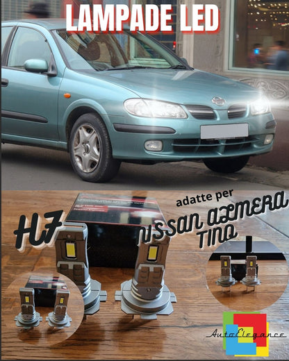 KIT LED H7 NISSAN ALMERA TINO 6000K BIANCO 6000 LUMEN CANBUS ANABBAGLIANTI