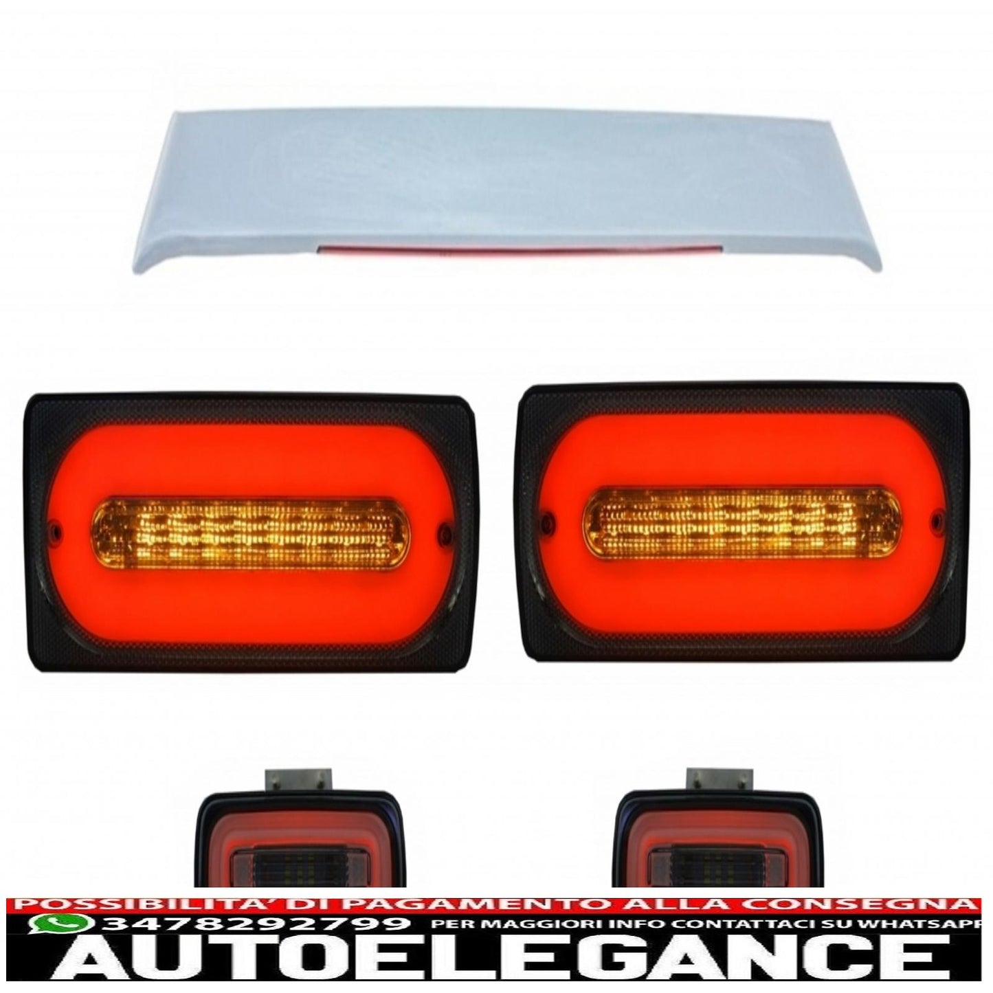 barra luminosa fanali posteriori a led con fendinebbia paraurti posteriore e spoiler sul tetto adatta per mercedes benz classe g w463 (1989-2015) AUTOELEGANCERICAMBI