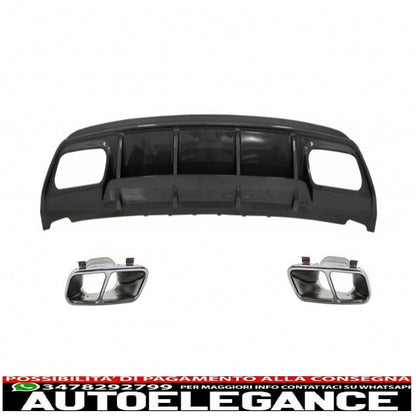 Rear bumper valance diffuser with exhaust tips suitable for mercedes w176 a-class (2013-2018) a45 restyling design carbon look