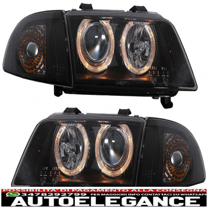 headlights suitable for audi a4 b5 (11.1994-12.1998) angel eye 2 black halo rims