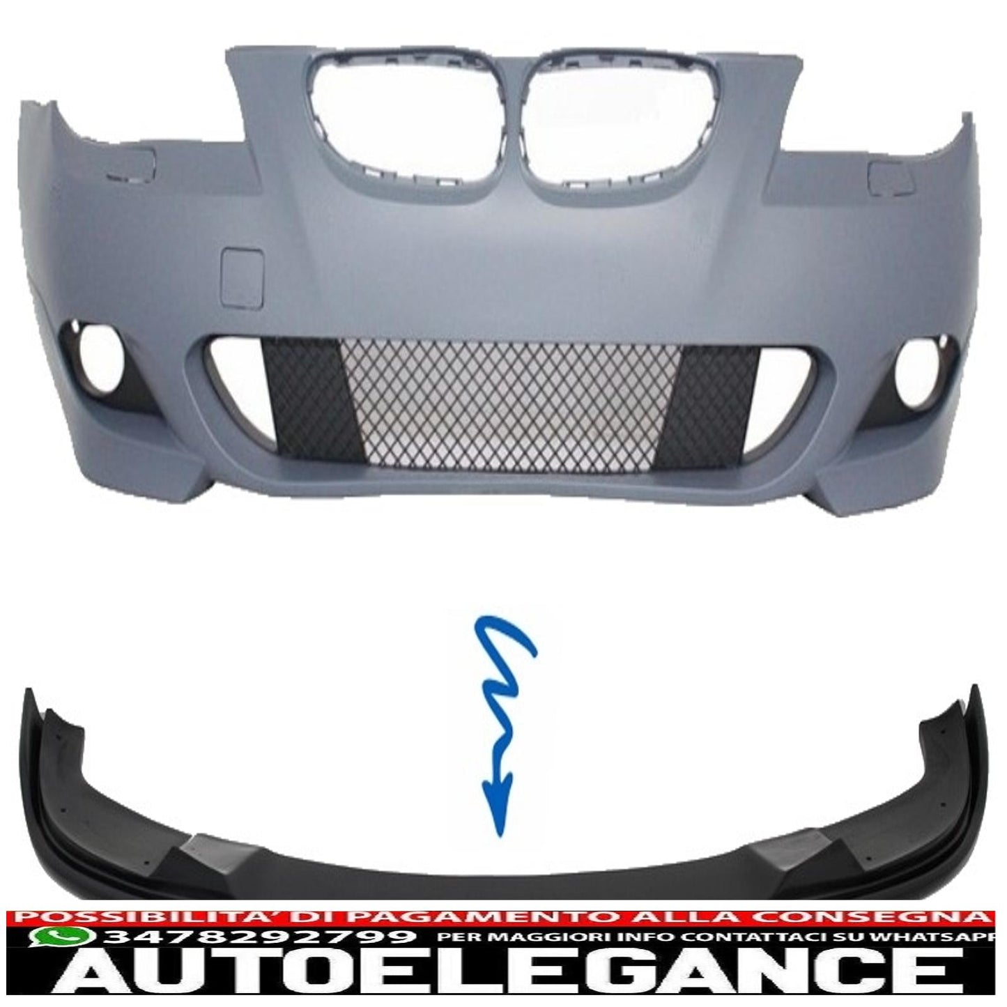 Front bumper spoiler spoiler addon valance suitable for BMW 5 series e60/e61 m-technik (2004-2011) hm style