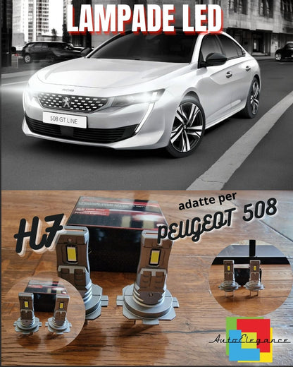 KIT LED H7 PER PEUGEOT 508 6000K BIANCO 6000 LUMEN CANBUS ANABBAGLIANTI