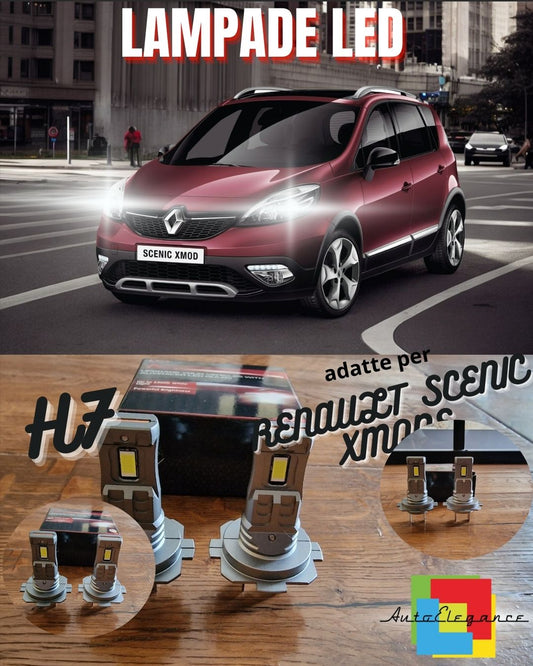 KIT LED H7 PER RENAULT SCENIC XMODE 6000K BIANCO 6000 LUMEN CANBUS ANABBAGLIANTI