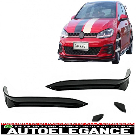 Alette laterali paraurti anteriore adatte per vw golf 7.5 gti 5g hatchback (2017-2020) pianoforte nero AUTOELEGANCERICAMBI