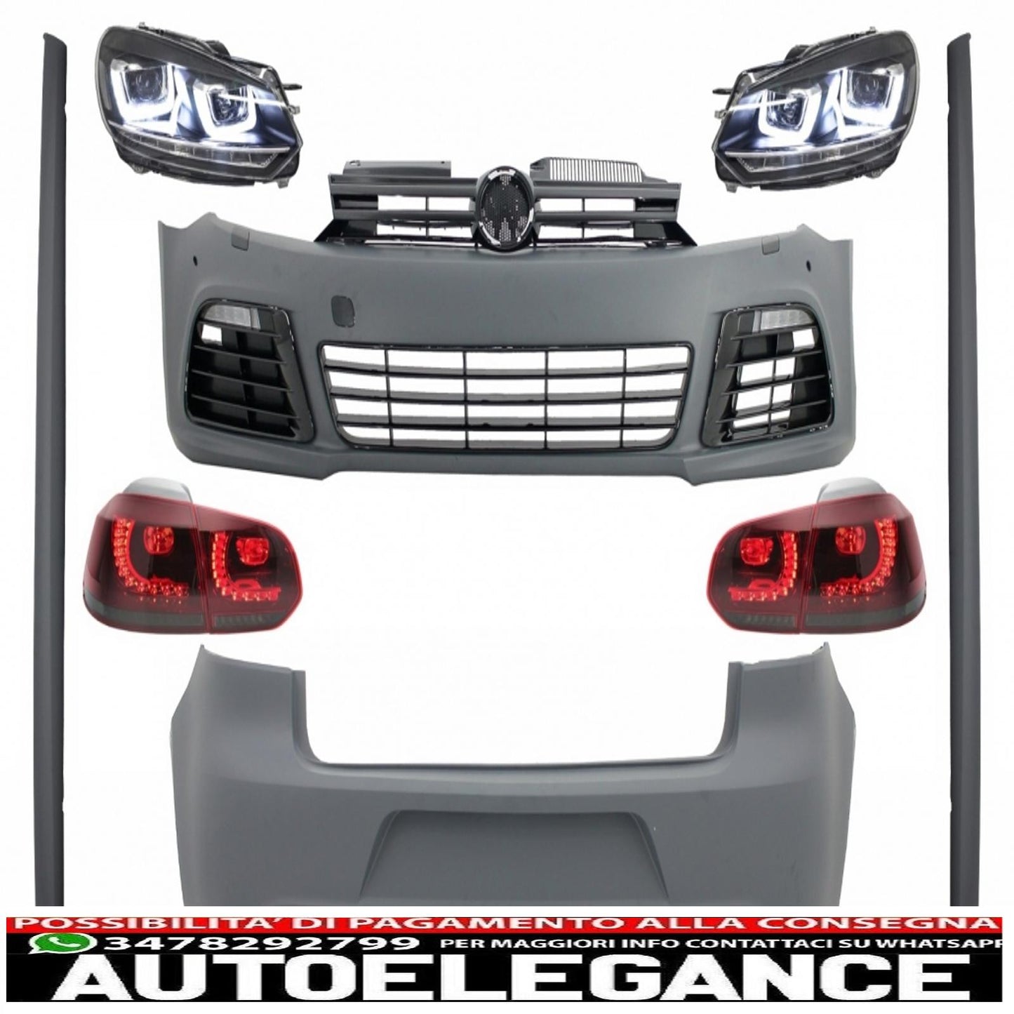 complete body kit suitable for vw golf vi 6 mk6 (2008-2013) r20 design with headlights and rear lights dynamic cornering light 