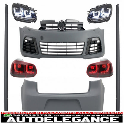complete body kit suitable for vw golf vi 6 mk6 (2008-2013) r20 design with headlights and rear lights dynamic cornering light 