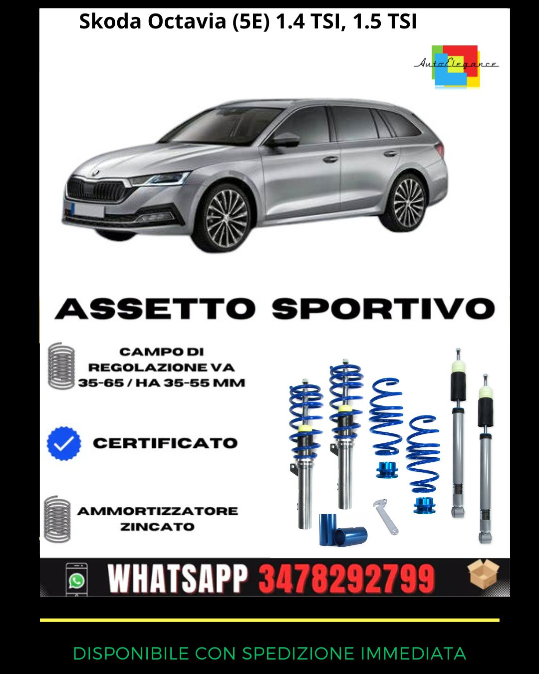 🔥Assetto sportivo adatto per Skoda Octavia (5E) 1.4 TSI, 1.5 TSI, 1.8 TSI🔥