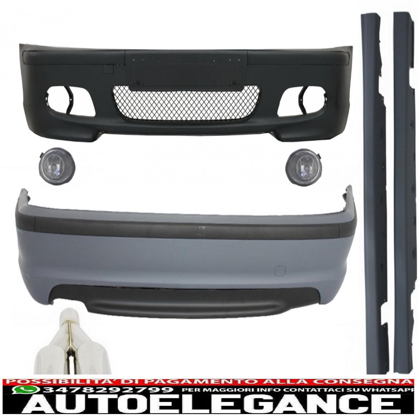 body kit suitable for bmw 3 series e46 4d sedan (1998-2004) m-technik design with exhaust silencer