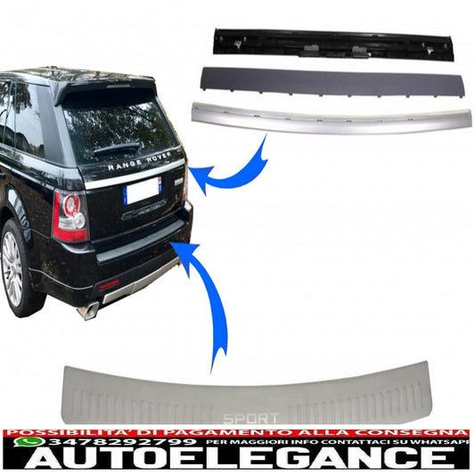 kit protezione paraurti posteriore pedana e portellone bagagliaio adatto per range rover sport l320 (2005-2011) look autobiografia in alluminio