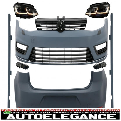 complete body kit suitable for vw golf 7 vii (2012-2017) with led headlights dynamic sequential cornering lights r-line look 
