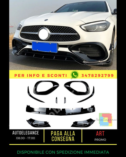 ⭐SPLITTER SOTTO PARAURTI NERO LUCIDO PER Mercedes C class W206 2021+⭐