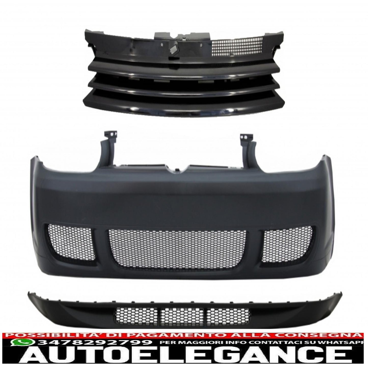 front bumper with spoiler and central grille suitable for vw golf iv 4 mk4 (1998-2004) look r32