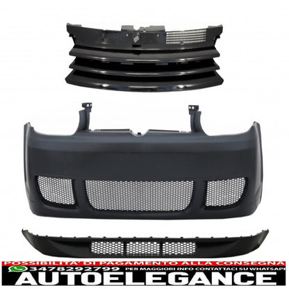 front bumper with spoiler and central grille suitable for vw golf iv 4 mk4 (1998-2004) look r32