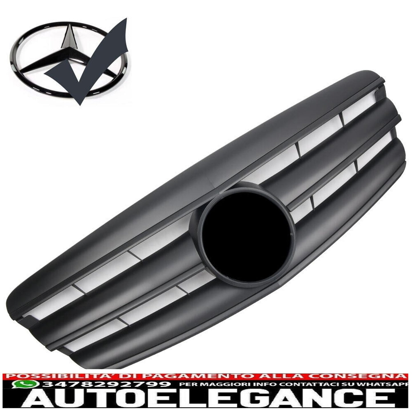 Sports radiator grille for Mercedes W221 S 2005-2009 matt black AMG look 
