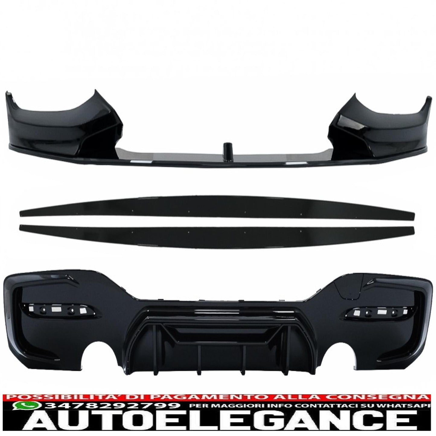 Front Bumper Spoiler Fit For BMW 1 Series F20 F21 LCI (2015-2019) With Rear Bumper Spoiler Valance Diffuser &amp; Side Skirt Extensions Hatchback M Sport Piano Black