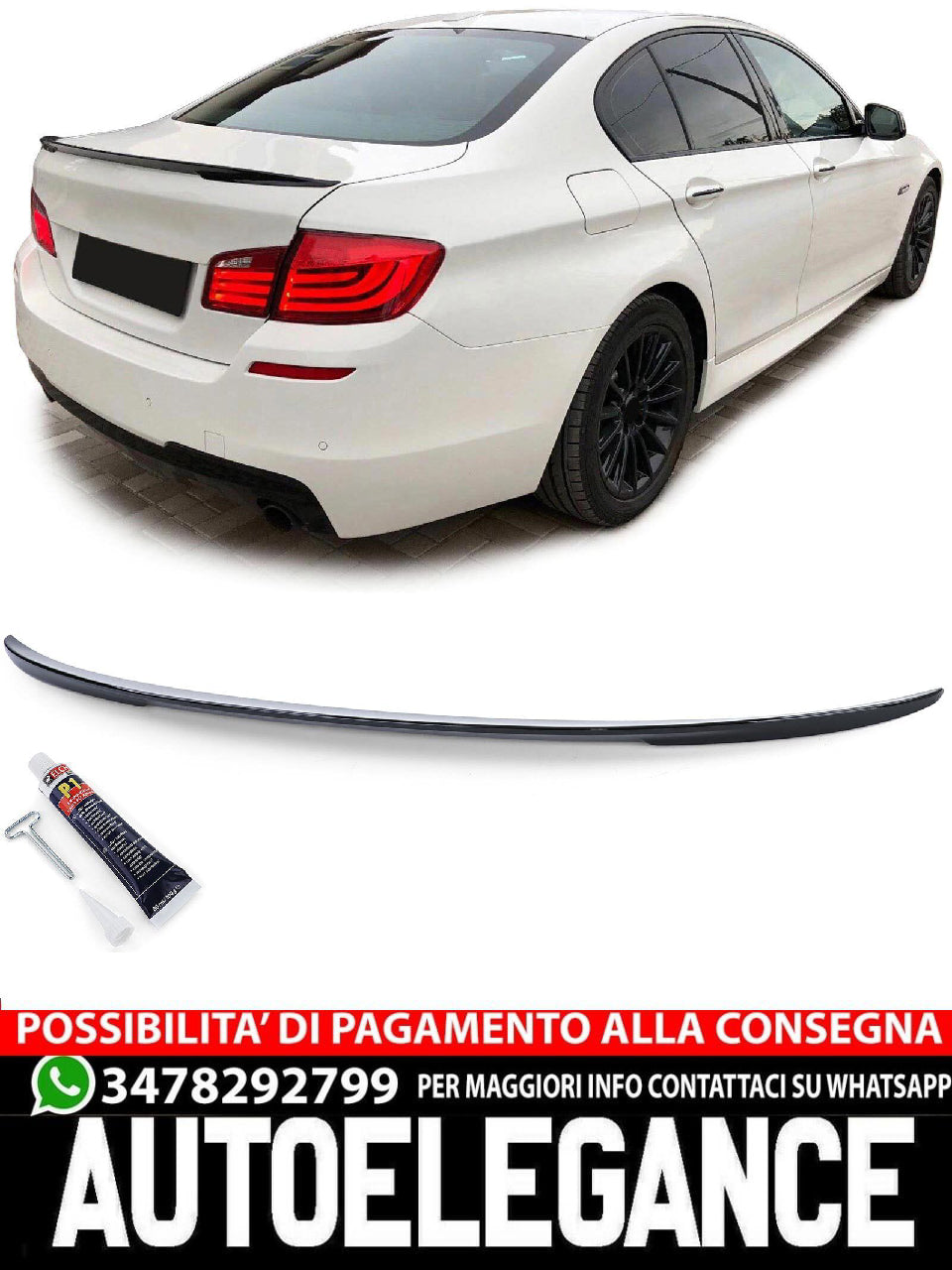 Aftermarket Black Gloss Sport Rear Spoiler Lip Compatible with BMW 5 Series F10 F18 10-16 