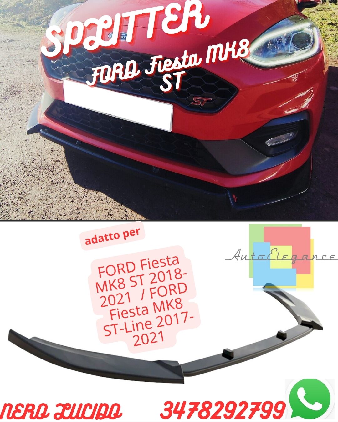 SPLITTER ADATTO PER FORD Fiesta MK8 ST 2018-2021  / FORD Fiesta MK8 ST-Line 2017-2021