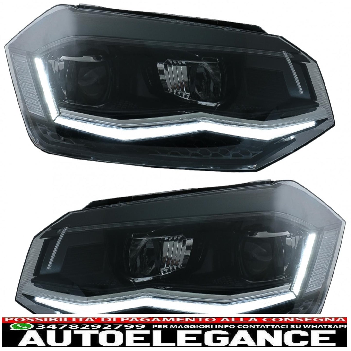 full led headlights suitable for vw polo aw mk6 (2018-2020) with dynamic ignition and sequential cornering lights 