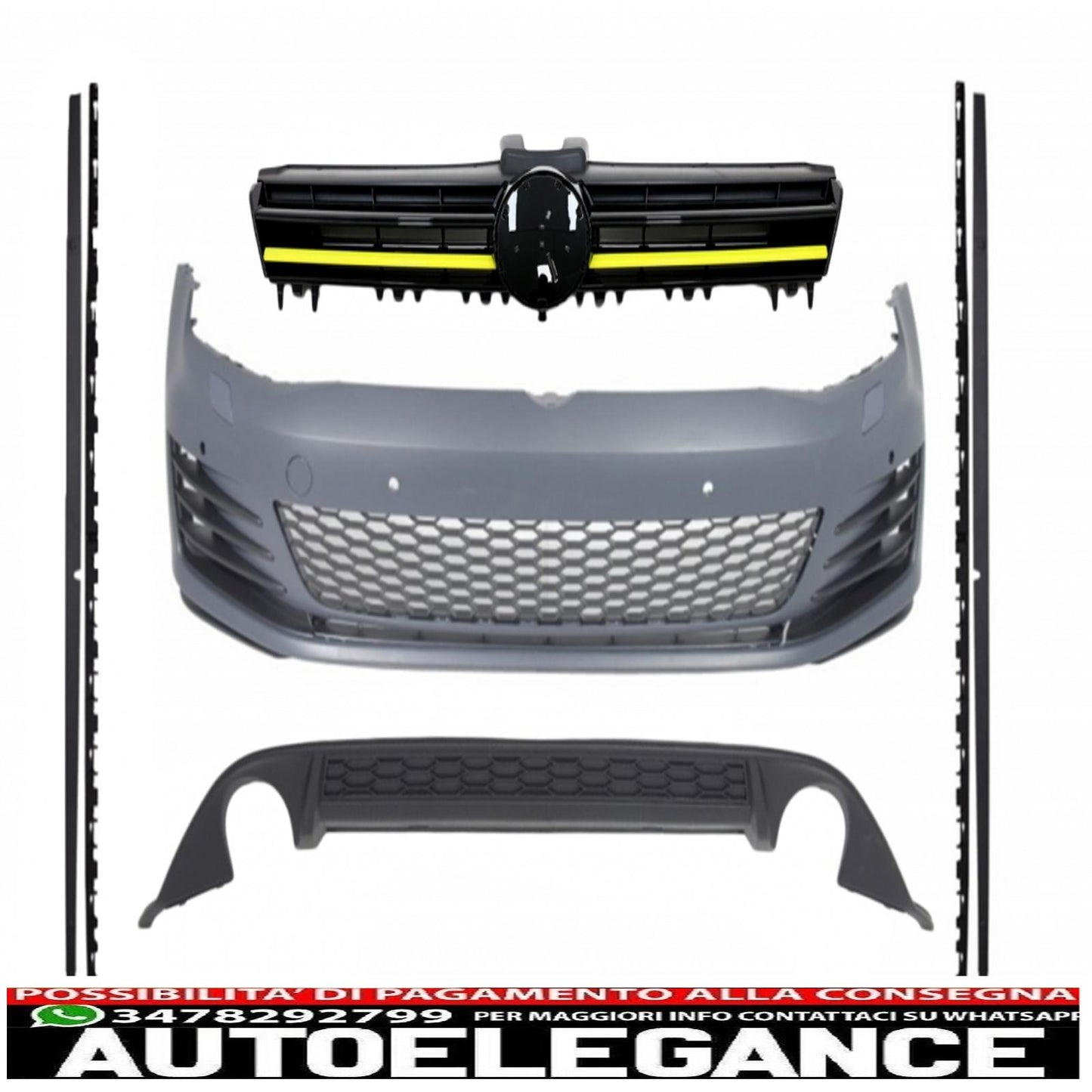 complete body kit suitable for volkswagen golf 7 vii 5g (2013-2017) yellow inserts 
