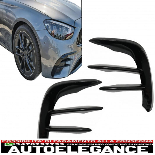 Alette del paraurti anteriore alette laterali flic adatte per mercedes classe e w213 s213 c238 a238 facelift (2020-up) piano black per amg sport line AUTOELEGANCERICAMBI