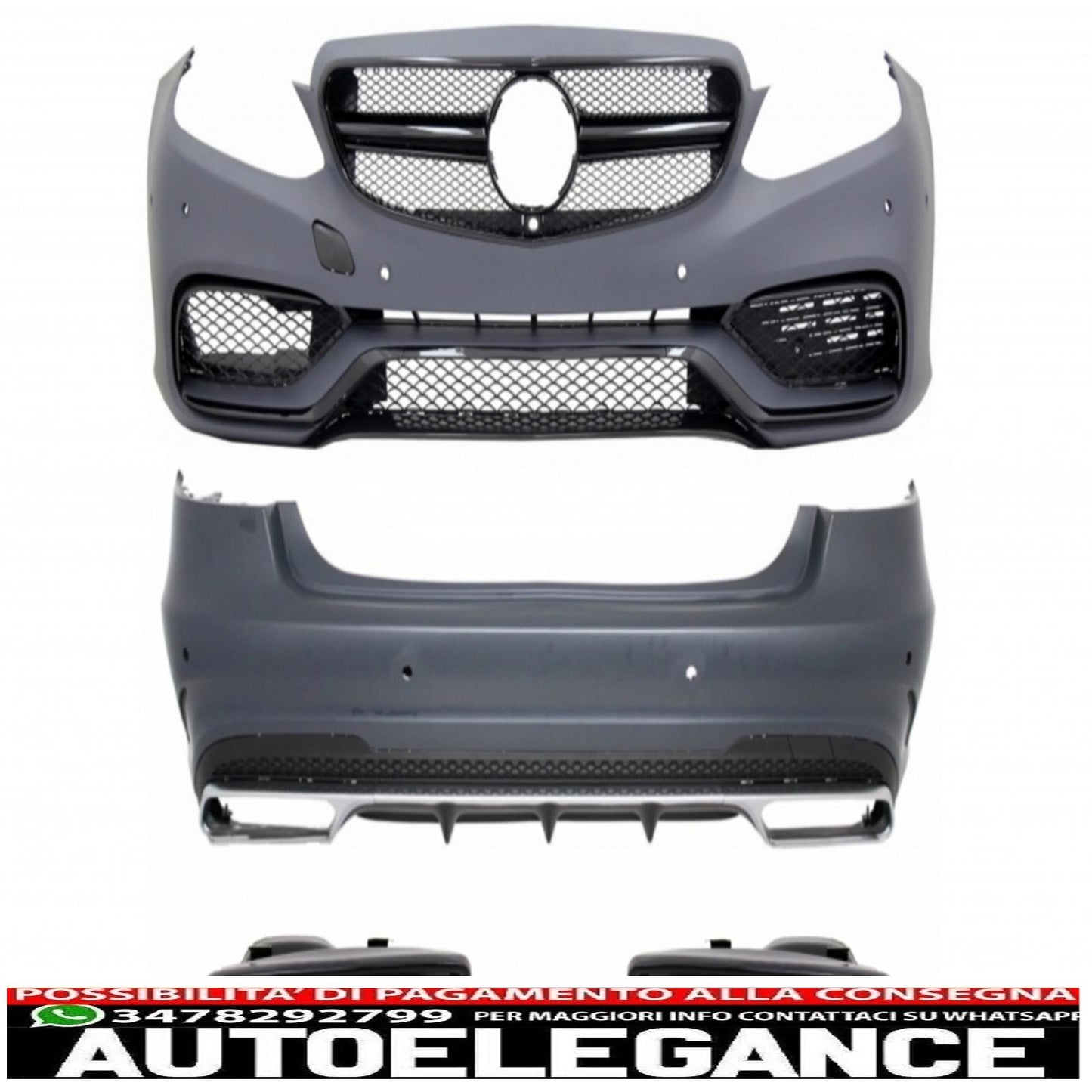 body kit suitable for mercedes e-class w212 restyling (2013-2016) with black exhaust tips e63 piano black design