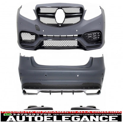 body kit suitable for mercedes e-class w212 restyling (2013-2016) with black exhaust tips e63 piano black design