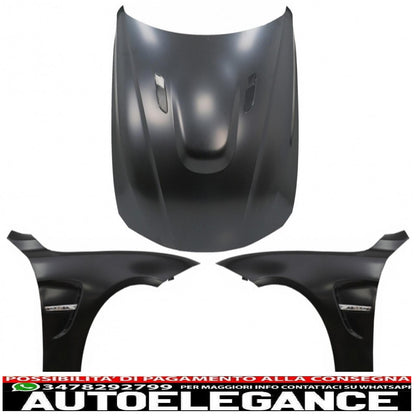 cofano cofano con parafanghi anteriori nero e cromato adatto per bmw serie 4 f32 f33 f36 (2013-2017) m3 m4 gts look AUTOELEGANCERICAMBI