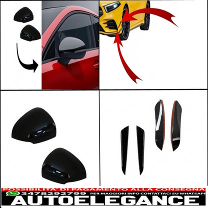 kit alette paraurti anteriore alette laterali adatto per mercedes classe a w177 v177 (05.2018-up) con calotte specchietti a35 design black edition