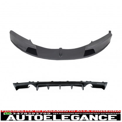 Front bumper spoiler splitter with diffuser double outlet for single exhaust suitable for bmw 3 series f30 f31 (2011-up) m-performance design carbon film coating 