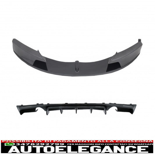 Front bumper spoiler splitter with diffuser double outlet for single exhaust suitable for bmw 3 series f30 f31 (2011-up) m-performance design carbon film coating 