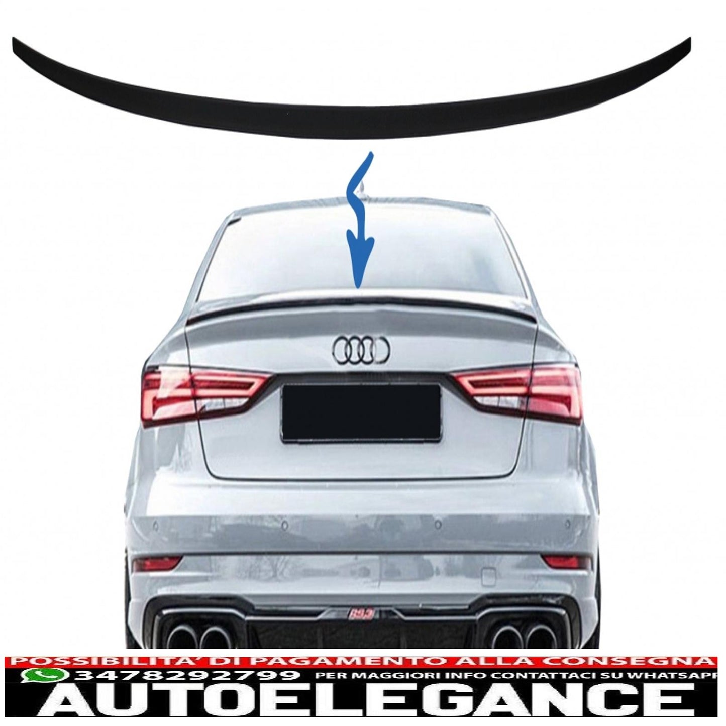 trunk spoiler suitable for audi a3 8v sedan (2013-up) matt black