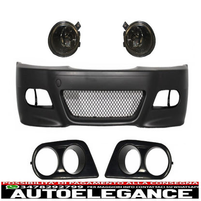 paraurti anteriore con fendinebbia e coperture dei condotti dell'aria adatto per bmw serie 3 coupé cabrio berlina station wagon e46 (1998-2004) design m3