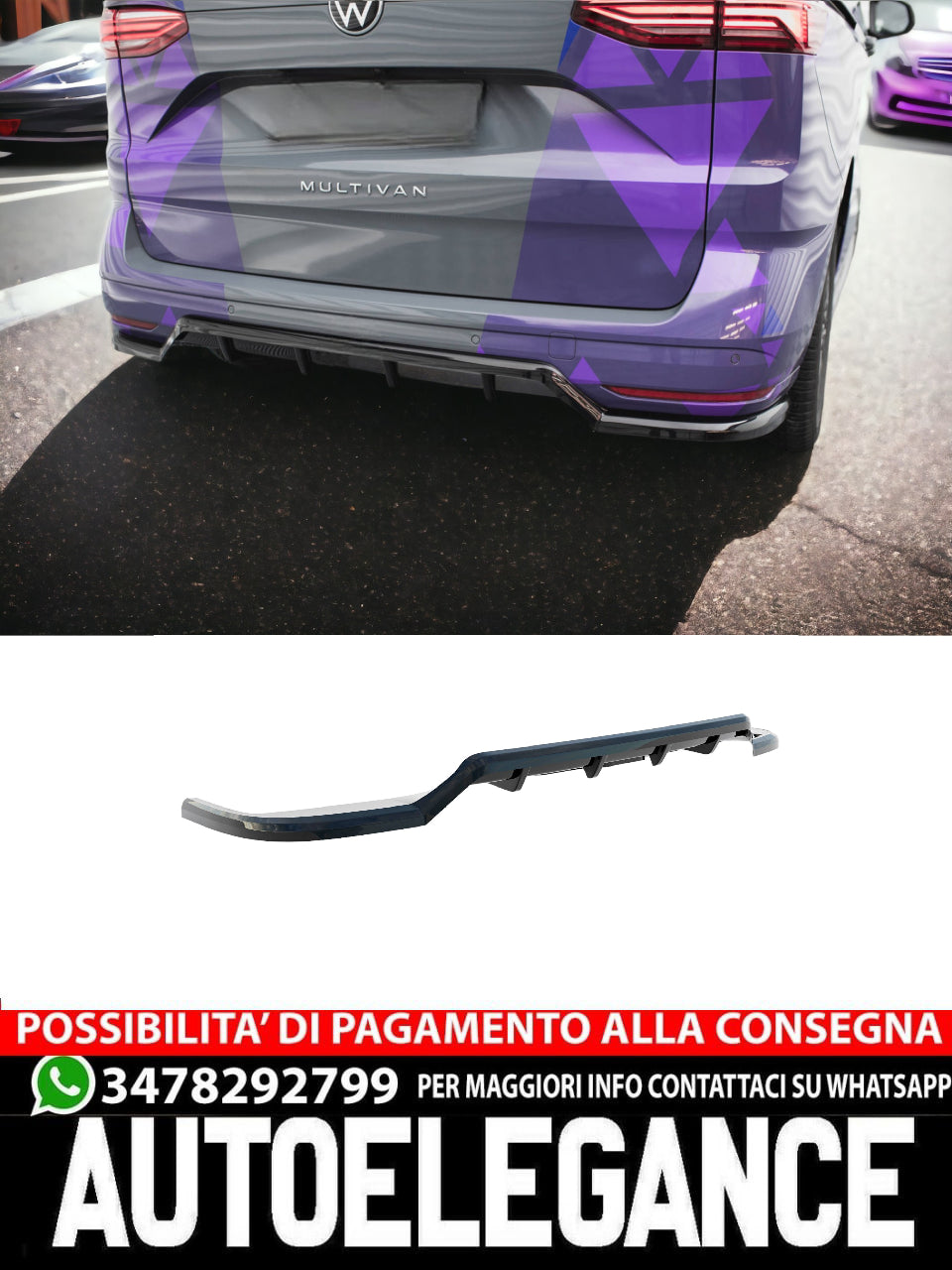 REAR CENTRAL SPLITTER (WITH VERTICAL BARS) VOLKSWAGEN MULTIVAN T7 