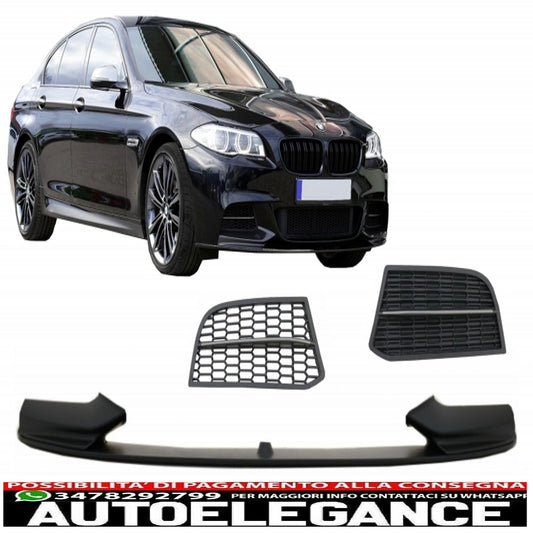 Labbro spoiler paraurti anteriore adatto per bmw serie 5 f10 f11 berlina touring (2011-2017) con griglie laterali m-performance sport m550 design