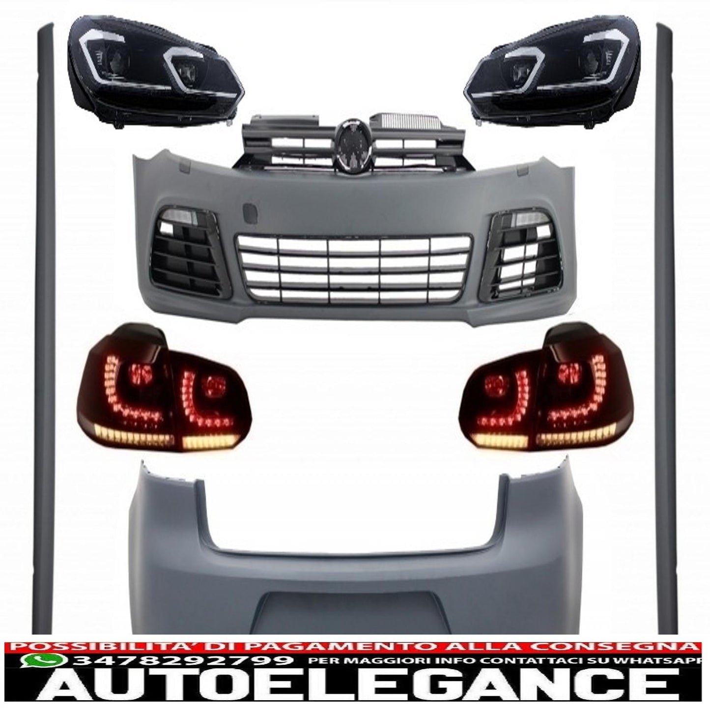 complete body kit suitable for vw golf vi 6 mk6 (2008-2013) r20 design with led headlights and rear lights dynamic cornering light 
