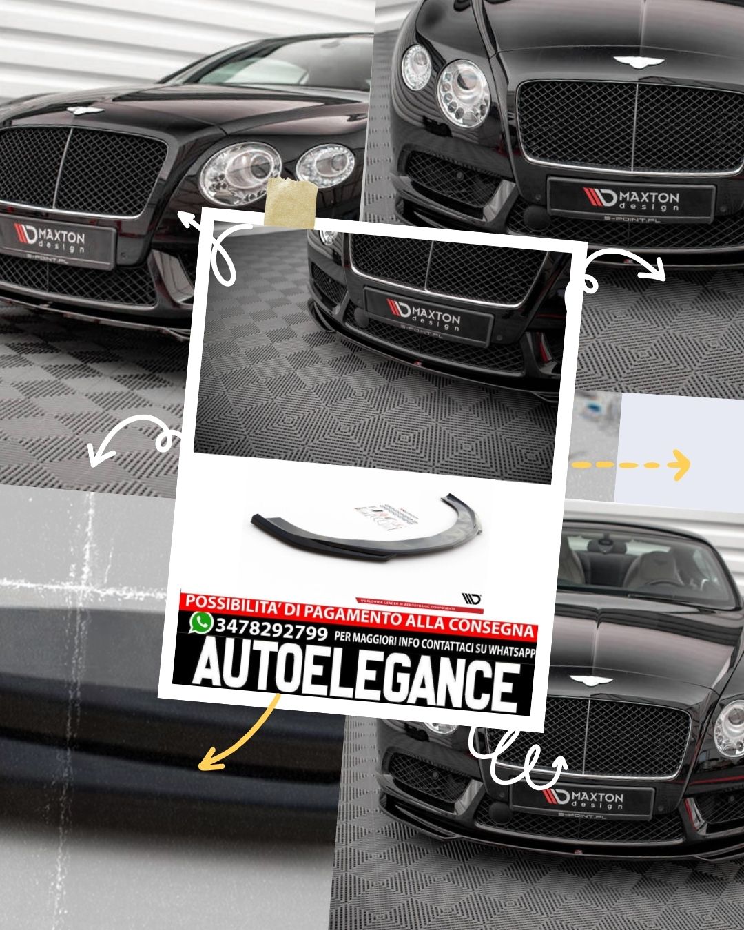 SPLITTER ANTERIORE adatto per V.2 BENTLEY CONTINENTAL GT V8 S MK2  (2014-2016)