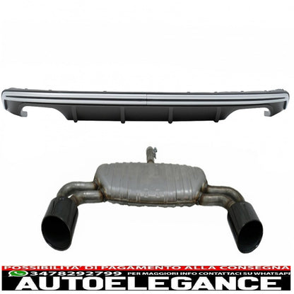 Diffusore mantovana paraurti posteriore con sistema di scarico nero adatto per audi a3 8v hatchback sportback (2012-2015) s3 design