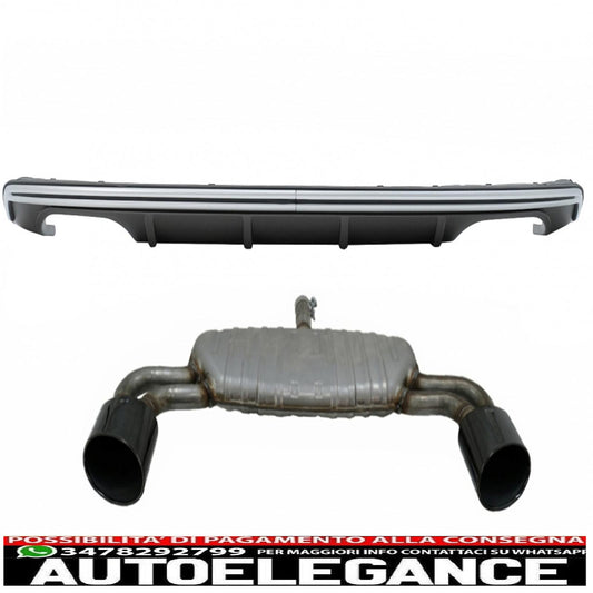 Rear bumper valance diffuser with black exhaust system suitable for audi a3 8v hatchback sportback (2012-2015) s3 design