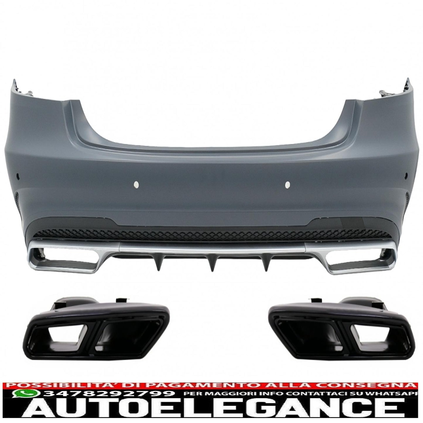 Rear bumper with exhaust tips black edition suitable for mercedes e class w212 facelift (2013-2016) design e63