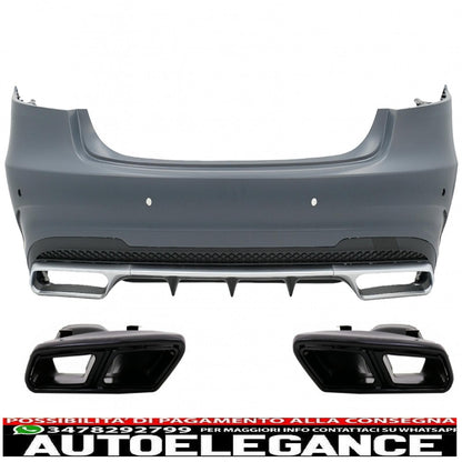Rear bumper with exhaust tips black edition suitable for mercedes e class w212 facelift (2013-2016) design e63