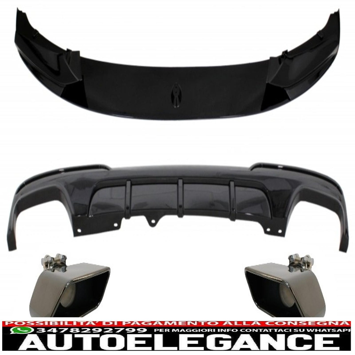 Labbro spoiler paraurti anteriore adatto per bmw serie 5 f10 f11 (2011-2017) con diffusore d'aria a doppia uscita e finali marmitta m-performance pianoforte nero