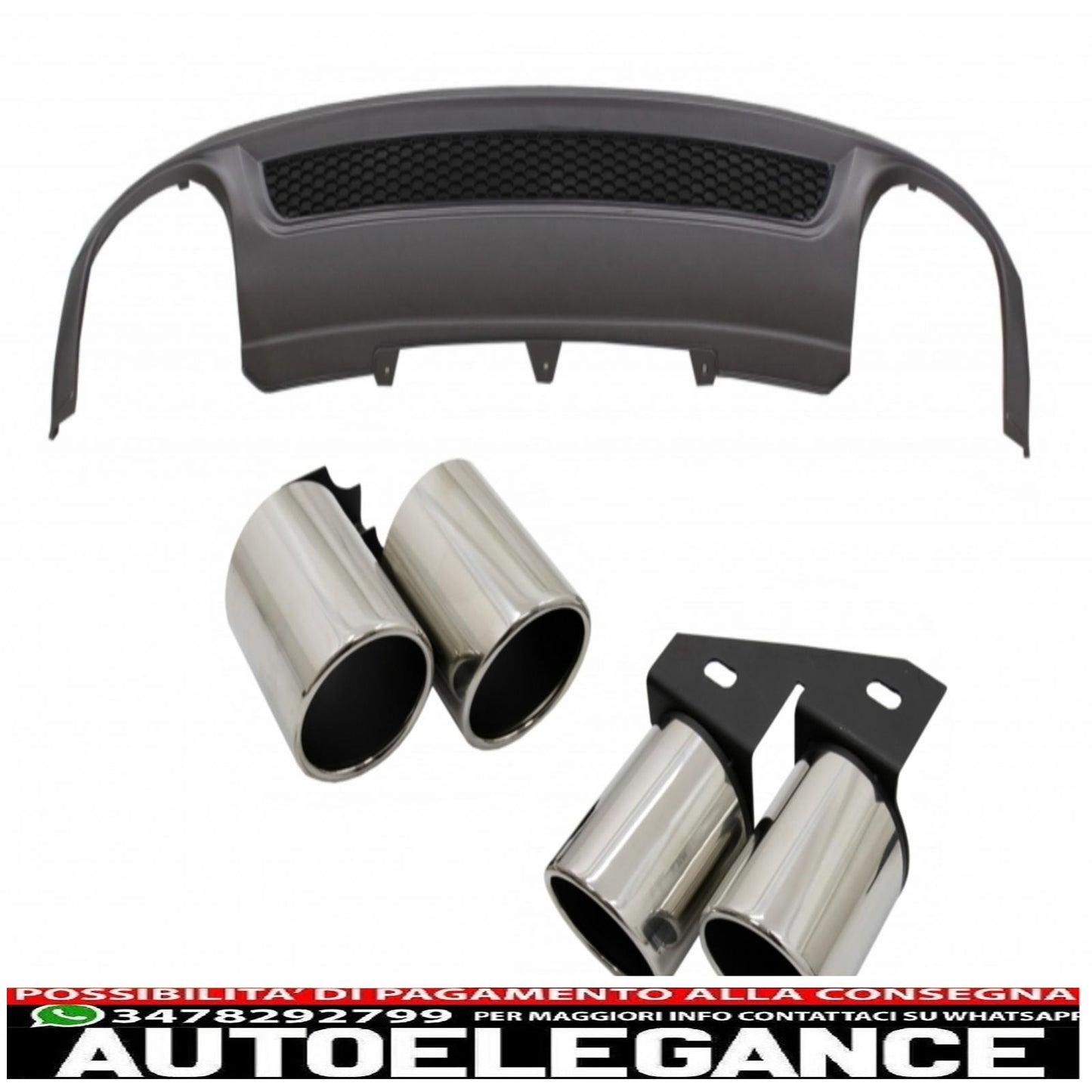 Diffusore d'aria con mantovana per paraurti posteriore adatto per audi a4 b8 pre restyling limousine/avant (2008-2011) con terminali di scarico terminali di scarico solo design s-line Paraurti standard