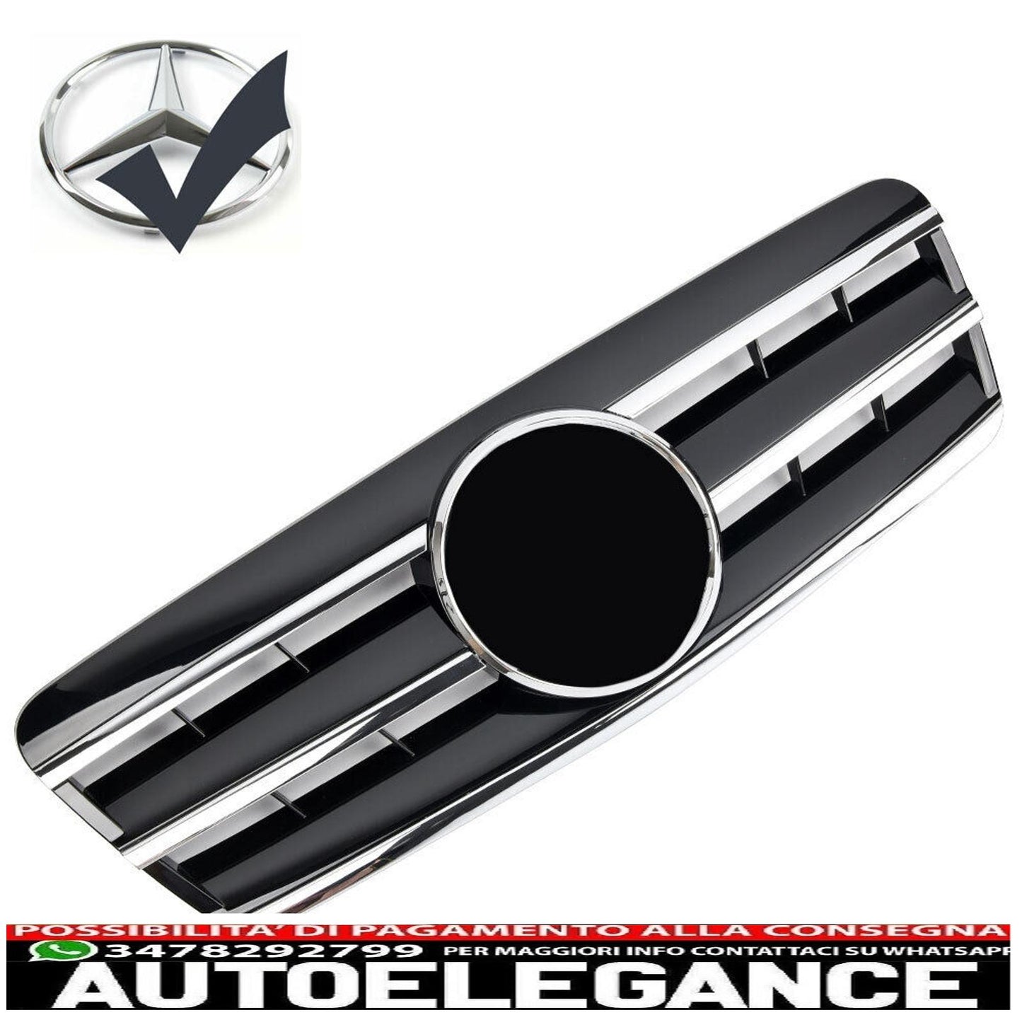 Griglia del radiatore sportiva per Mercedes C208 A208 CLK nera + cromata