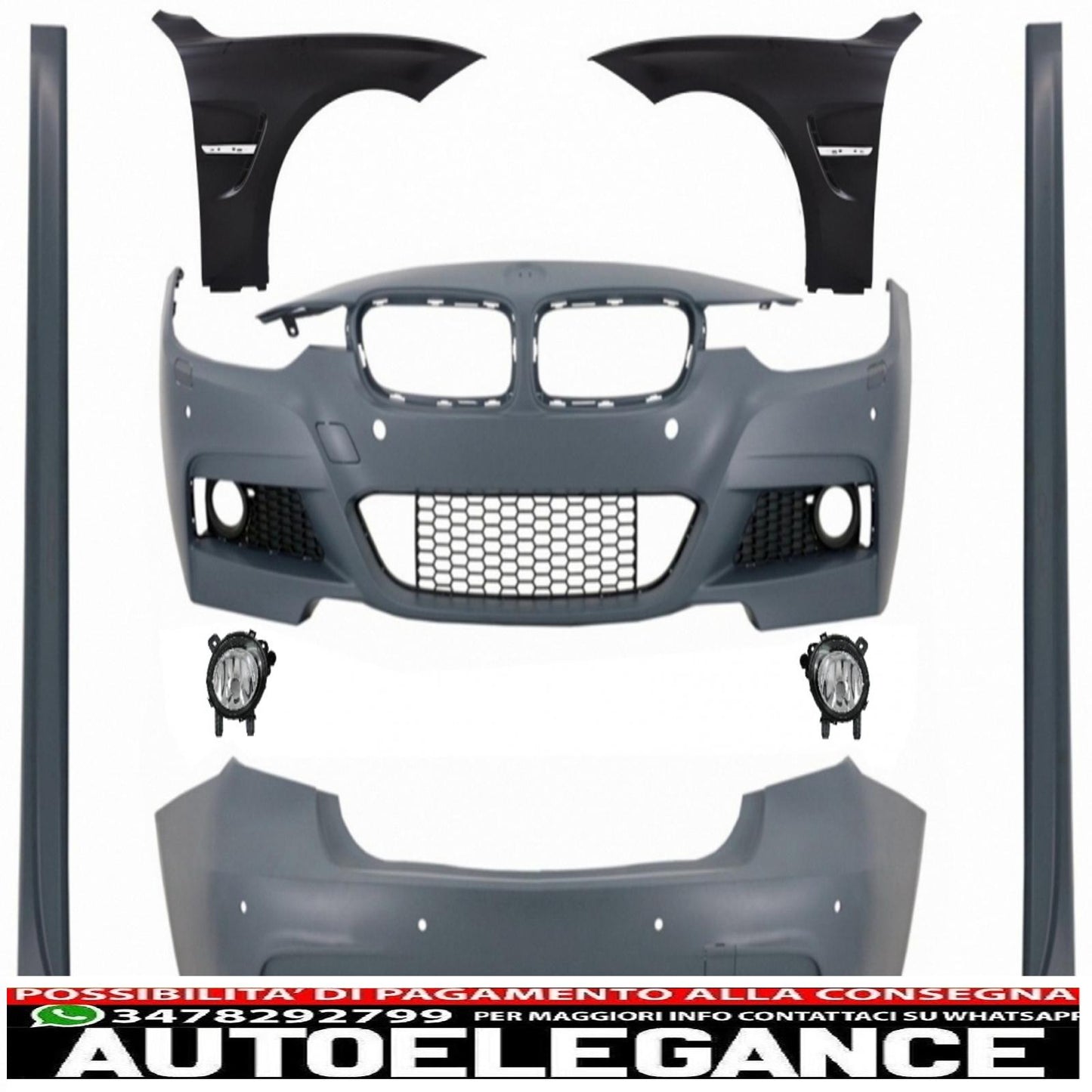 body kit with front fenders and fog lights suitable for bmw 3 series f30 (2011-2019) m-technik design 