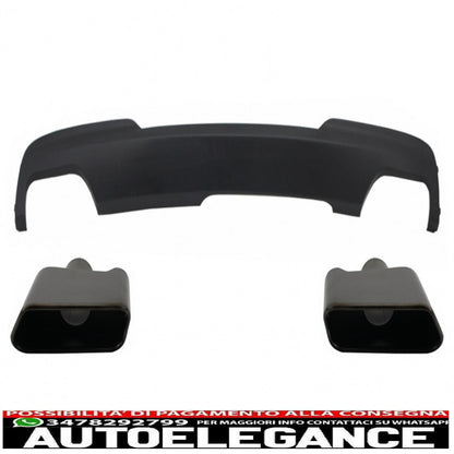 diffusore d'aria a doppia uscita adatto per bmw f10 f11 (2011-2017) con terminali di scarico neri design m-tech 550i sport