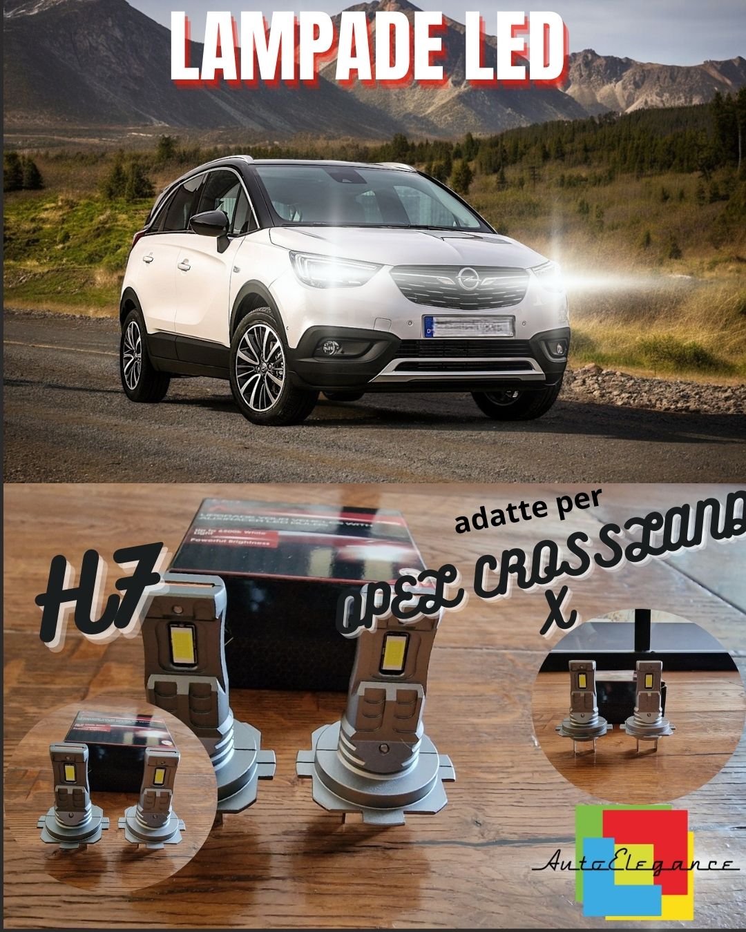 KIT LED H7 OPEL CROSSLAND X 6000K BIANCO 6000 LUMEN CANBUS ANABBAGLIANTI