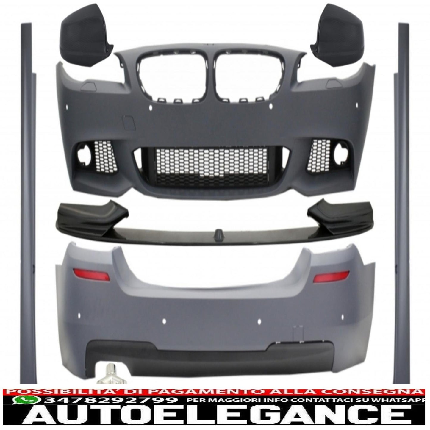 complete body kit with spoiler and rear mirror covers in carbon and matt carbon exhaust pipe suitable for BMW 5 series F10 non LCI (2011-2014) m design