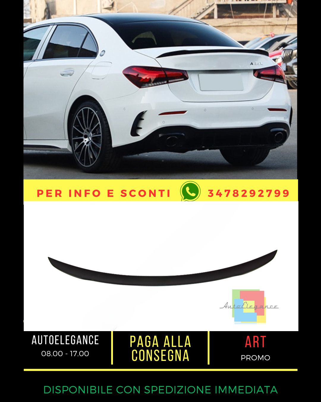 🔥Spoiler adatto per Mercedes A class V177 2018+ Sedan🔥