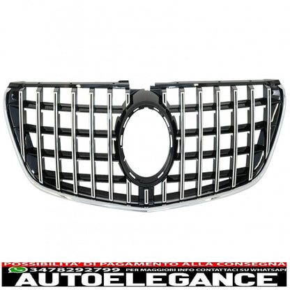 central grille suitable for mercedes v class w447 (2014-03.2019) gt r design panamericana black chrome